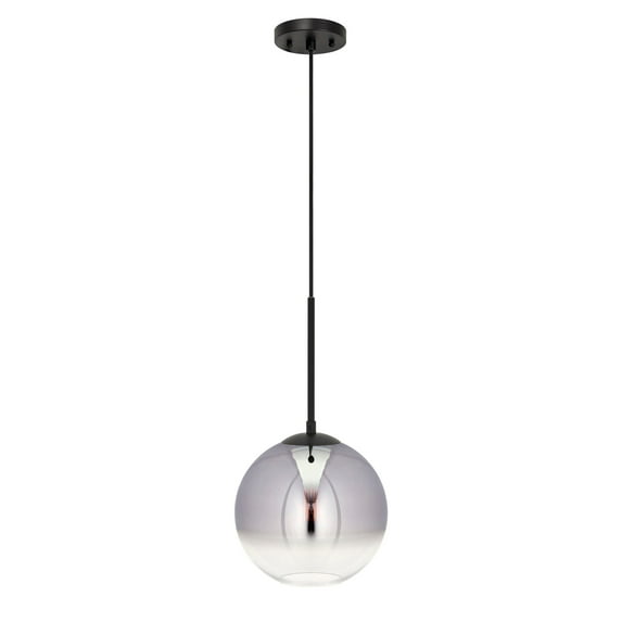 Callisto 1-Light Black Pendant with Chrome Ombre Globe Glass Shade