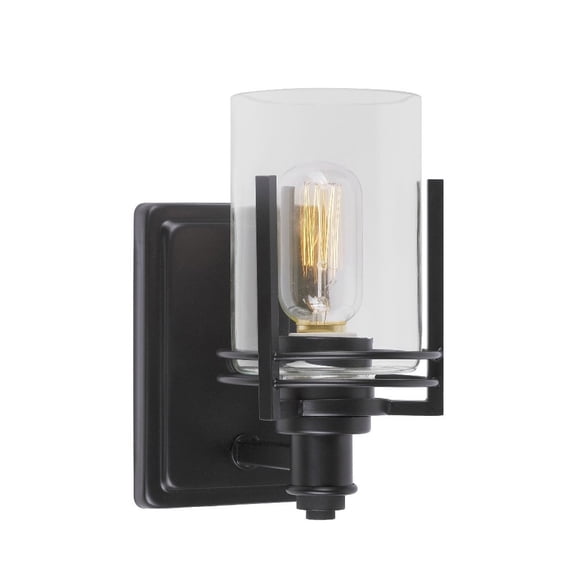 Jolie 1-Light Black Wall Sconce with Clear Glass