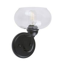Cameron 1-Light Black Wall Sconce with Clear Glass