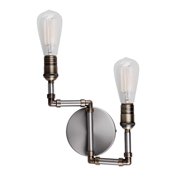 7064-02-55-Forte Lighting-Uccelo - 2 Light Wall Sconce-15 Inches Tall and 10 Inches Wide-Brushed Nickel Finish