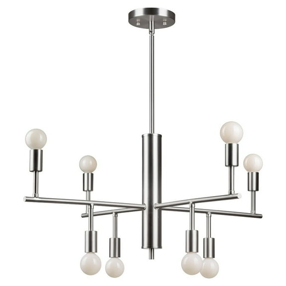 7091-08-55-Forte Lighting-Laine - 8 Light Chandelier-12 Inches Tall and 28 Inches Wide-Brushed Nickel Finish