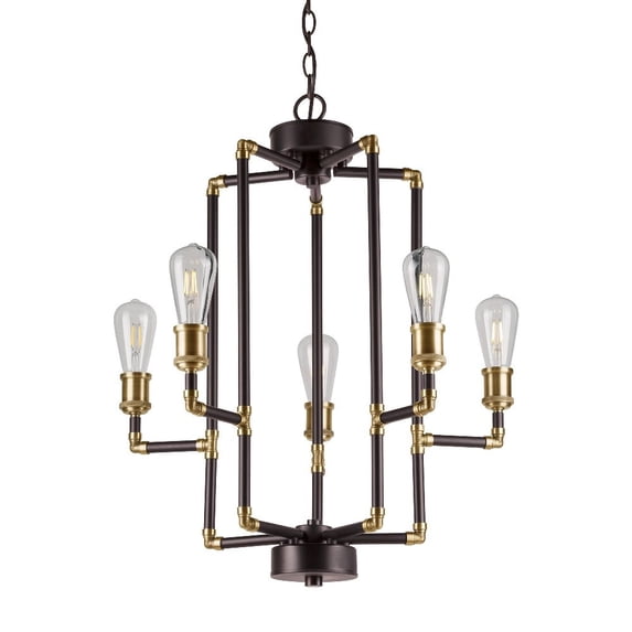 Forte Lighting 7116-05-51 Piper 5 Light 24" Wide Pillar Candle Pendant - Black