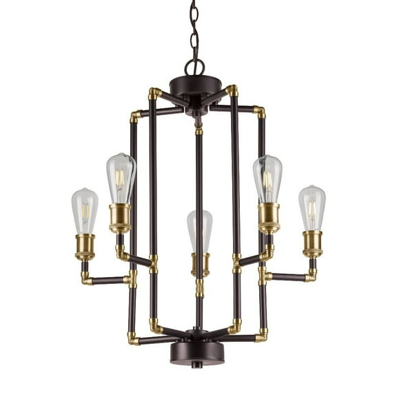 Forte Lighting 7116-05 Piper 5 Light 24" Wide Pillar Candle Pendant - Black