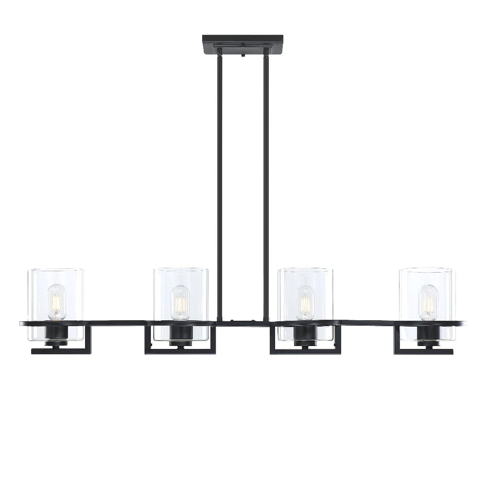 Halo Black Transitional 4-Light Island Pendant with Clear Glass
