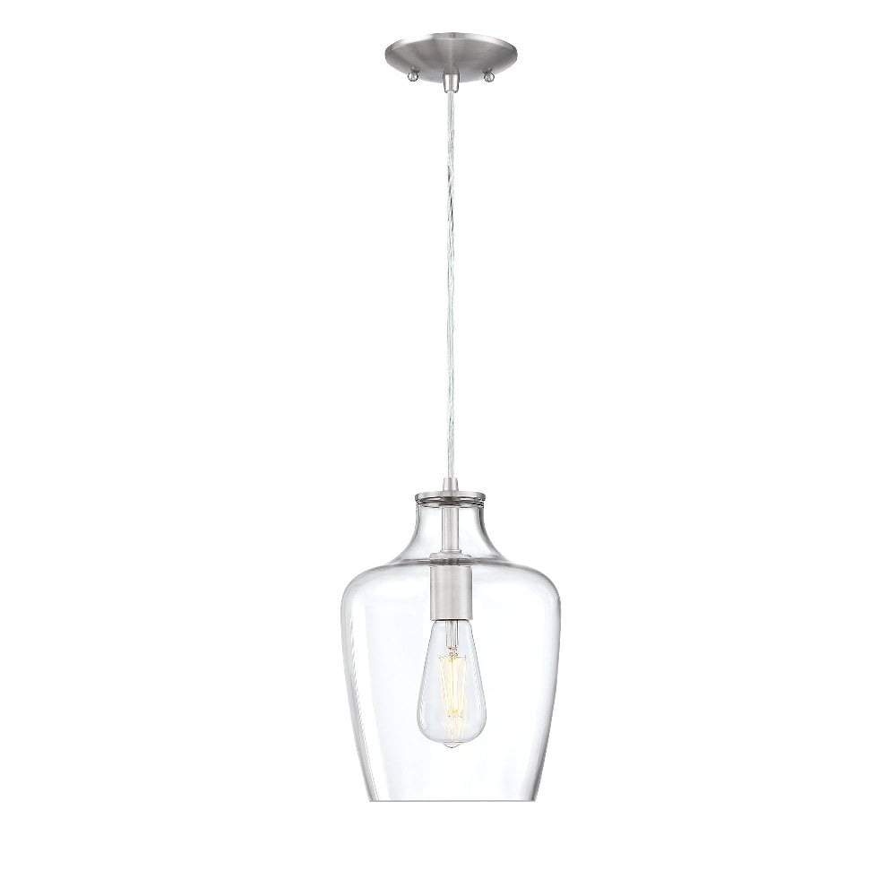 Milo Mini Brushed Nickel Pendant with Clear Hammered Glass Shade