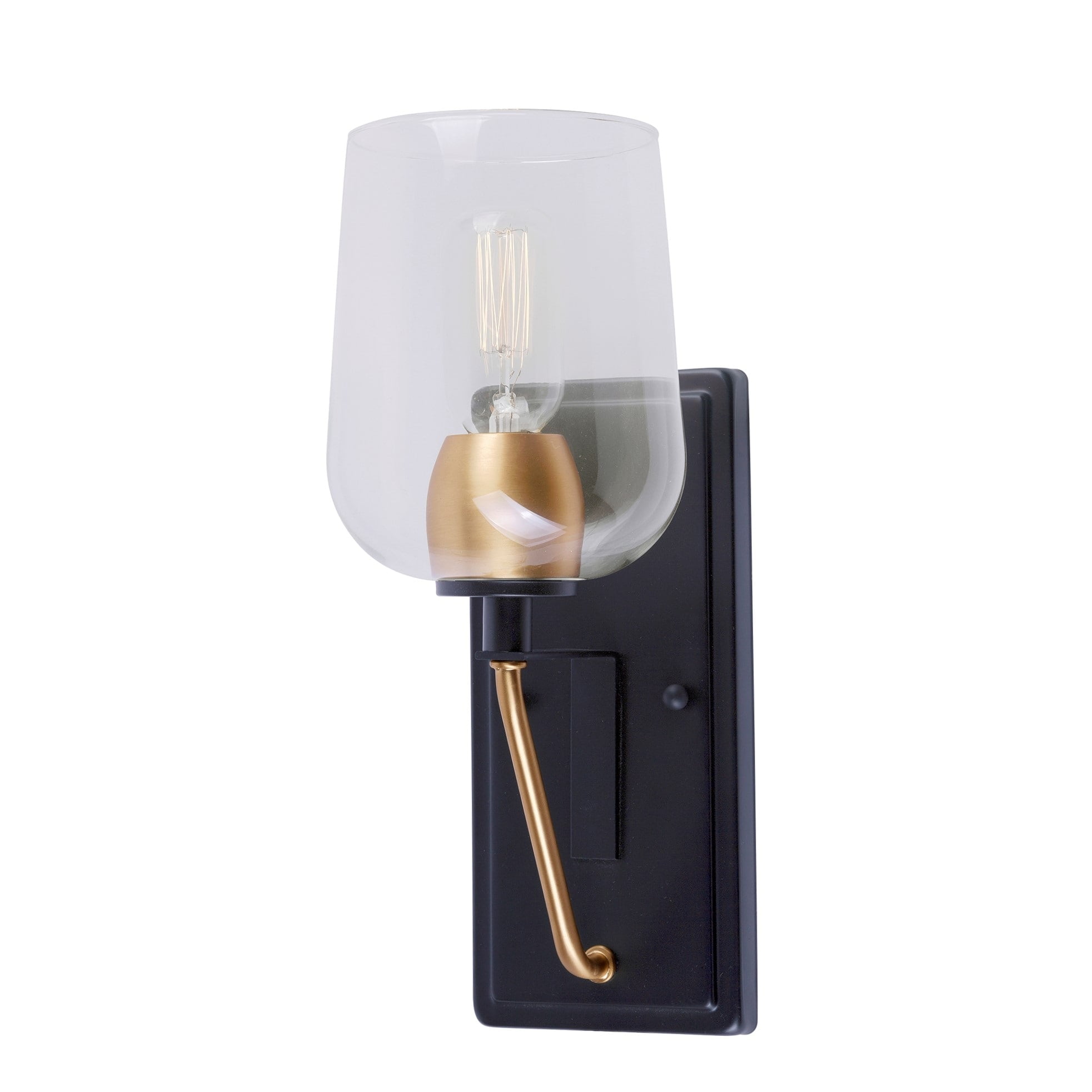 Palmer Black and Gold Dimmable Wall Sconce with Clear Glass