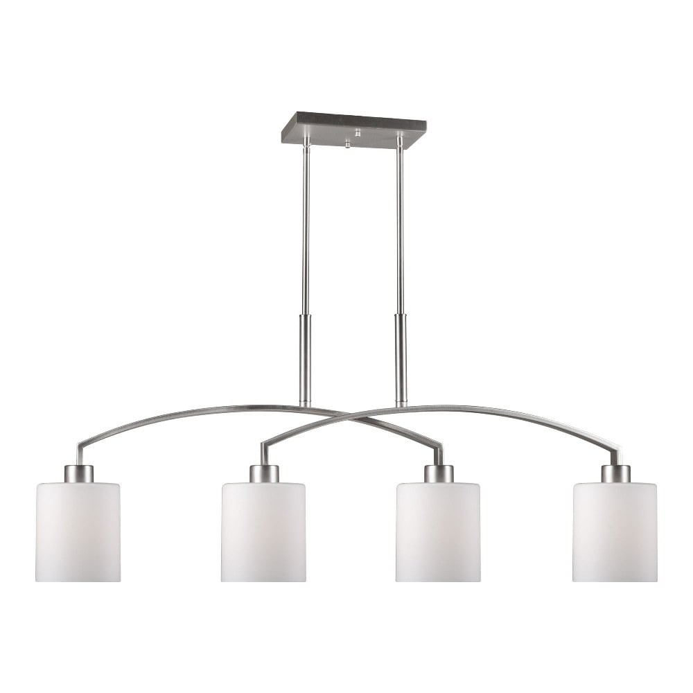 Brushed Nickel 42" Glass Island Pendant Light with LED