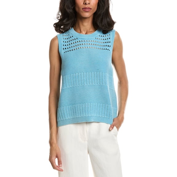 Forte womens  Stonewash Textured Tank Sweater, m, Blue