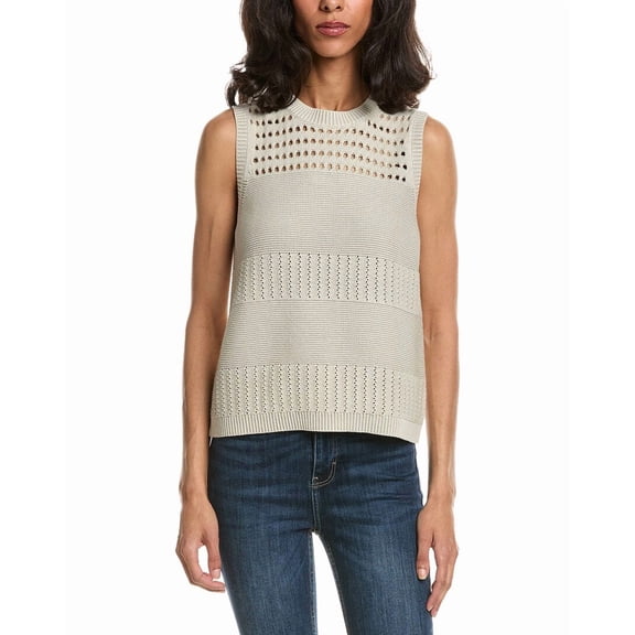 Forte womens  Stonewash Textured Tank Sweater, xs, Brown