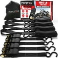 thumbnail image 1 of FORTEM Ratchet Straps, 1650lb Break Strength, 4 Pack 15ft x 1in Tie Down Strap Set, 4 Soft Loops, Motorcycle Straps Tie Downs, Cargo Cam Buckles for Trucks, Rubber Handles, Carry Bag, 1 of 9