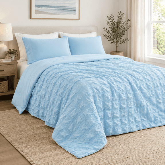 Forter Seersucker Plaid Queen Size Q-max 0.45 Lightweight Blanket Breathable Silk Smooth Summer Bedding Quilt For Hot Sleepers Ni