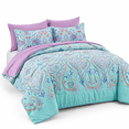 Forter Set 5 Piece Bed In A Bag Boho Aqua And Lilac Damask Medallion ...