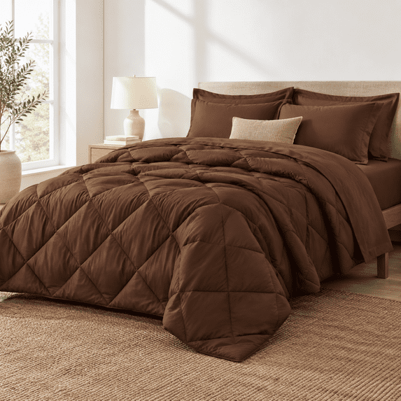 Forter Set Brown 5 Pieces Bed In A Bag All Season Bedding Sets With 1 1 ...