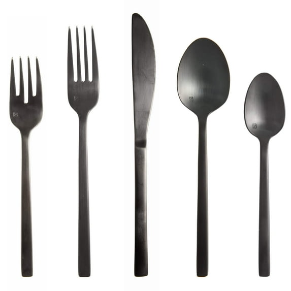 Fortessa Arezzo 18/10 Stainless Steel Flatware 20 Piece Set - Black - Service for 4
