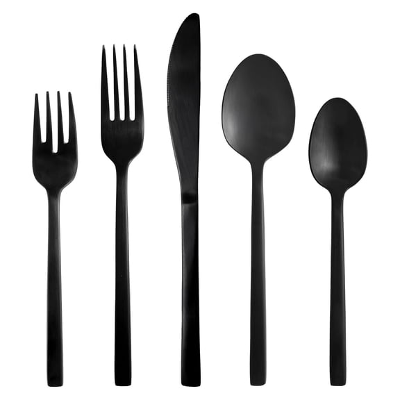 Fortessa Arezzo Brushed Black 18/10 Stainless Flatware Set, 5-Piece