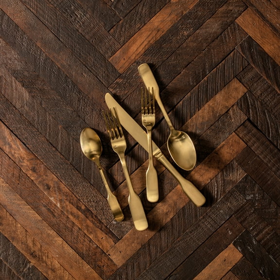 Fortessa Arezzo 20-Piece Set Flatware, Brushed Gold