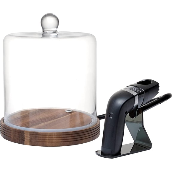 Fortessa CRFCC.5.9211 Crafthouse Classic Glass Smoke Cloche for Cocktails Charcuterie Drinks Food with Handheld Smoker and Chips