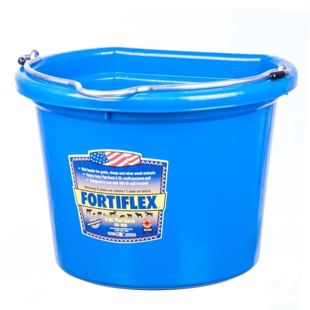 Fortex/Fortiflex FB108BL Heavy-Duty Flat Side Blue Bucket, 8 Quart