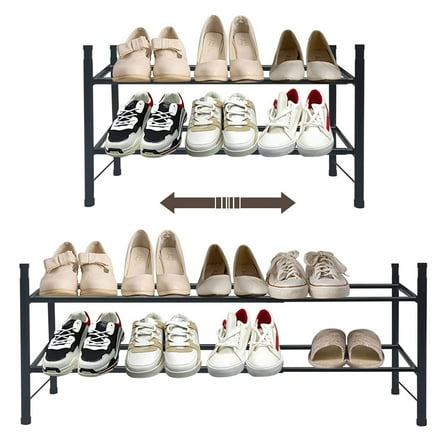 Forthcan 2 Tier Stackable Shoe Rack for Closet Expandable Shoe Shelf up to 12 Pairs