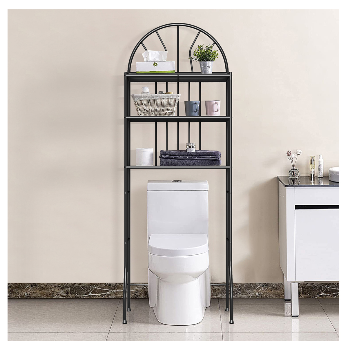 UTEX 3Shelf Bathroom Organizer Over The Toilet, Bathroom Space saver