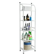 Forthcan 5 Tier Freestanding Metal Shelf Open Bathroom Shelf for Bathroom Storage White