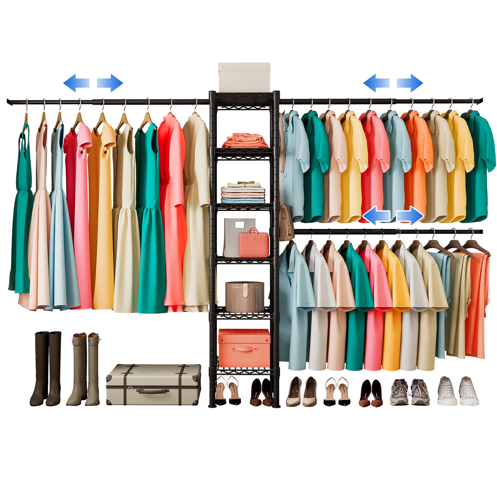 Forthcan Clothing Rack with 3 Expandable Hanging Rods - Versatile ...