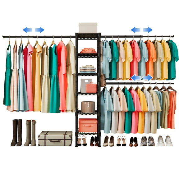 Forthcan Clothing Rack with 3 Expandable Hanging Rods - Versatile Closet Organizers and Storage Solution