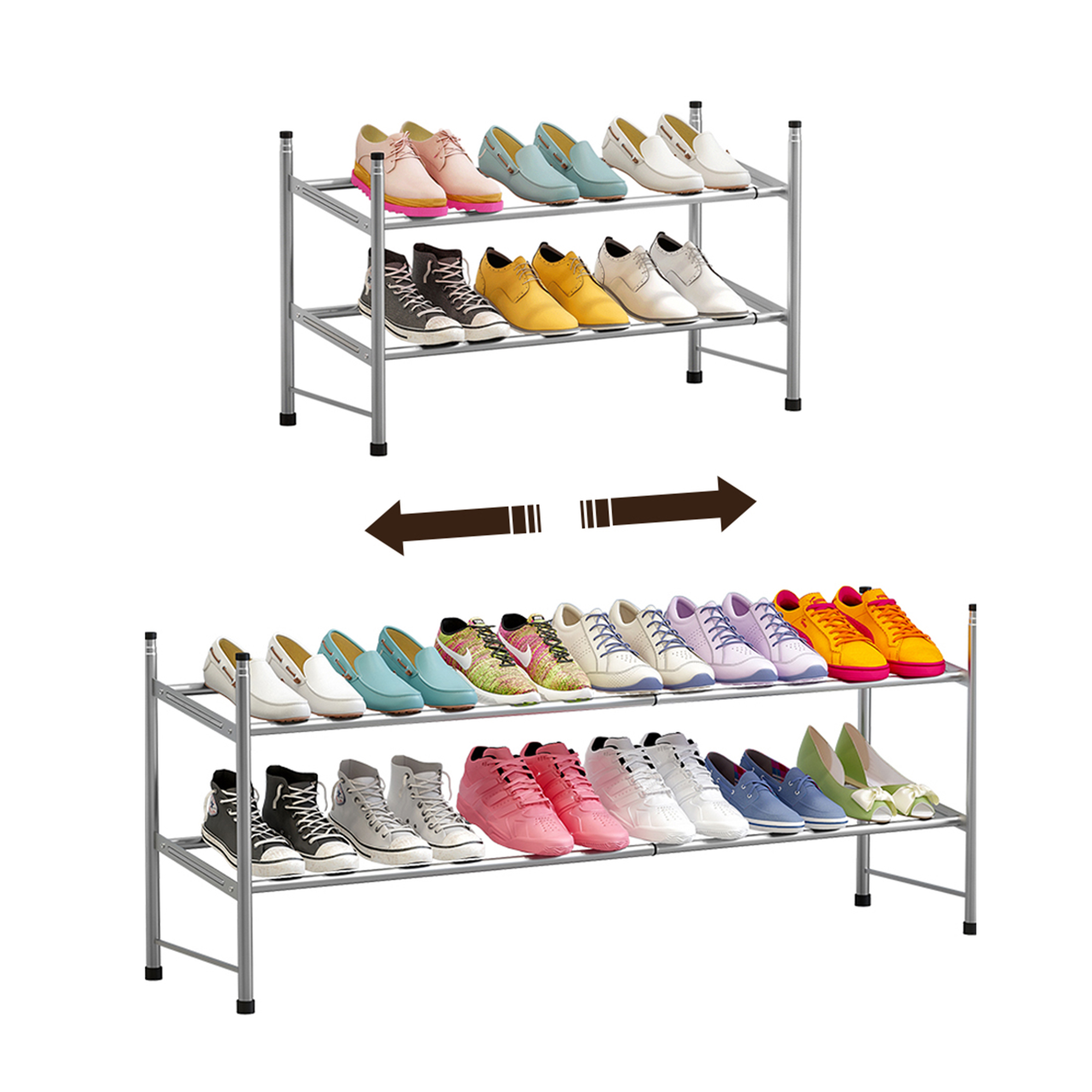 Mainstays 12Tier over the Door Shoe Rack for 36 Pairs, Metal, Gray