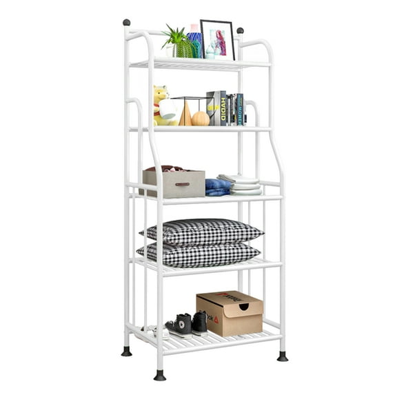 Forthcan Metal Laundry Bathroom Shelving Bakers Rack Organizer Standing Shelf Units for Laundry Bathroom Kitchen Pantry,White