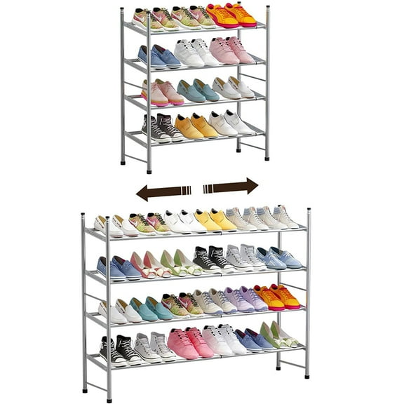 Forthcan Shoe Rack 12-24 Pairs Shoes Organizer,Metal Iron of Expandable and Adjustable Shoes Organizer, Stackable Shoe Shelf for Entryway Doorway
