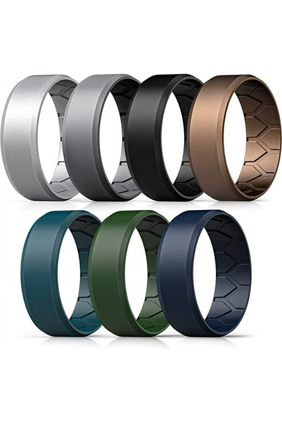 Silicone Wedding Ring for Men, Mens' Rubber Wedding Engagement Bands, Size 10