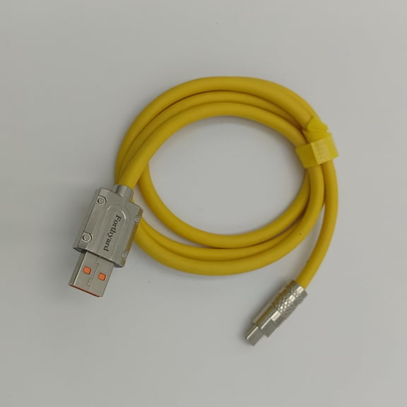 Forthyard Data cables Yellow USB Data Cable with Metal Connectors, Cable Management Strap
