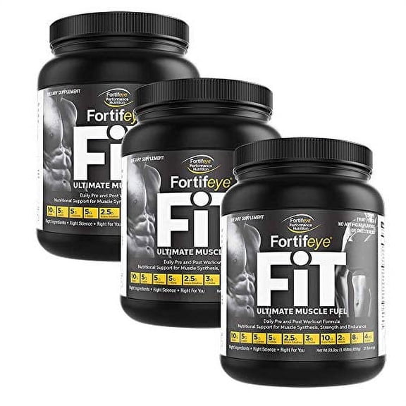 Fortifeye Vitamins FiT Pre or Post Workout, Easy Mix Powder, No Artificial Flavors or Sweeteners, L Glutamine, Creatine, BCAAs, 69.6 oz, Fruit Punch