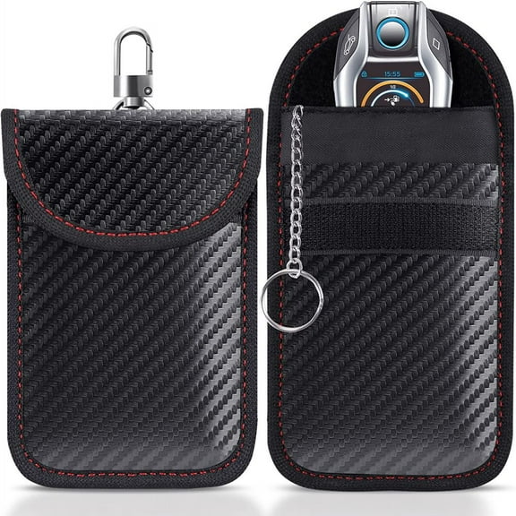 Fortified Fob Guard, Carbon Fiber Faraday Key Fob Protectors, Advanced Signal Shielding for Enhanced Car Key Security, Waterproof & Easy to Carry (2PCS)