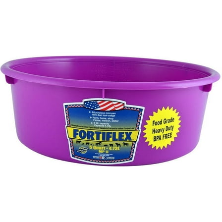 Fortiflex Mini Feed Pan for Dogs and Horses, 5-Quart, Bright Purple