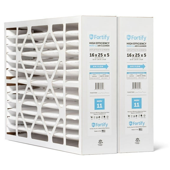 Fortify 16x25x5 MERV 11 Replacement for Lennox X6670, HCF16-11 HVAC Furnace Filter. (2-Pack) Actual Size: 15.75 x 24.75 x 4.38