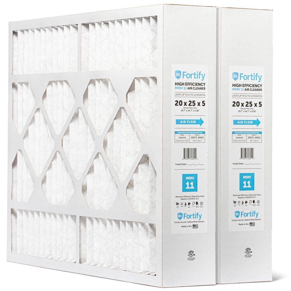 Fortify 20x25x5 MERV 11 Replacement for Lennox X6673, X6661 HVAC Furnace Filter. (2-Pack) Actual Size: 19.7 x 24.7 x 4.38
