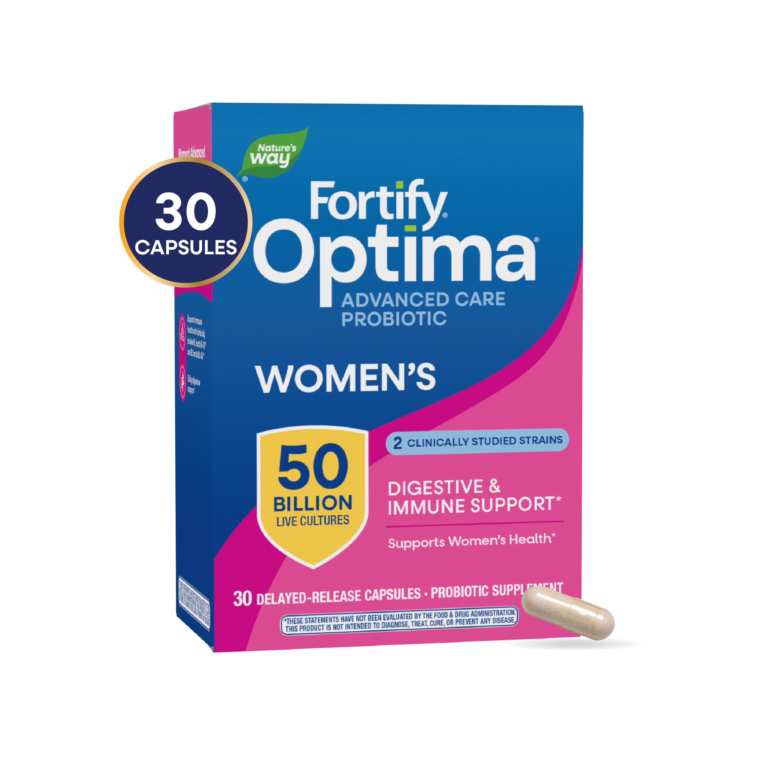 Fortify Optima Women's Probiotic, 50 Billion CFU Capsules, 30 Count