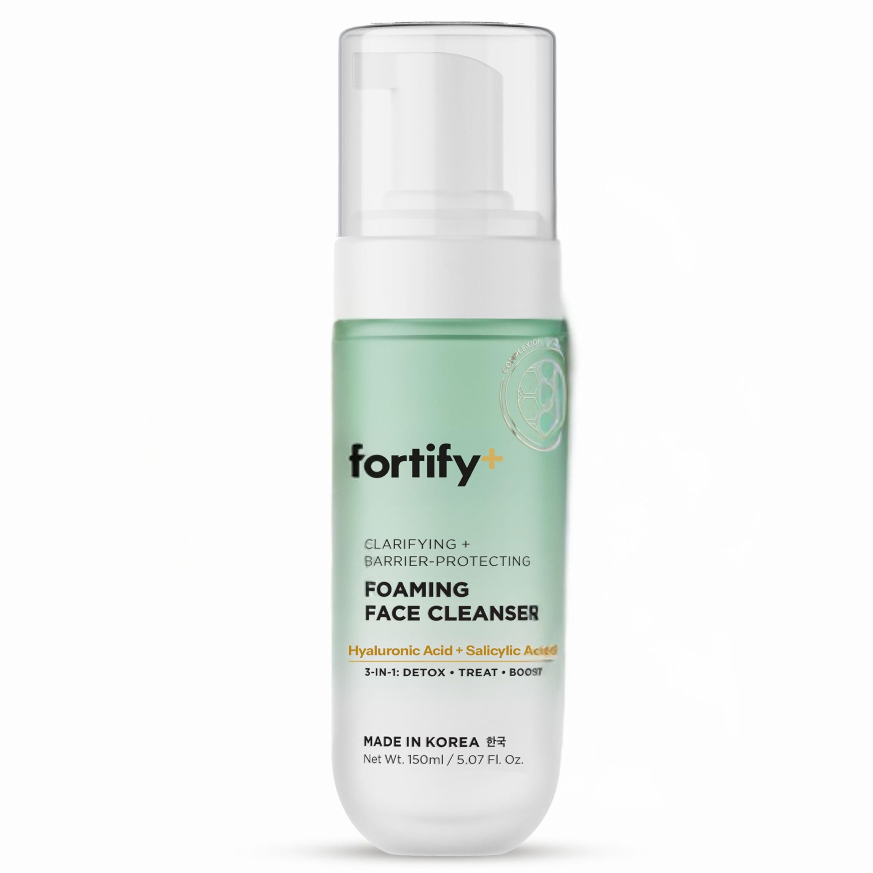 Fortify Skincare Facial Cleanser with Hyaluronic & Salicylic Acid 3-in-1: Detox, Treat, Boost Foaming Face Wash For Oily & Acne-Prone Skin Dermatologist Tested, Clean Beauty 5.07 Fl Oz
