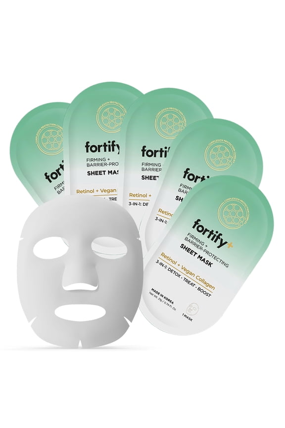 Face Mask with Retinol and Collagen - Dermatologist Tested, Anti Aging - Firming & Barrier Protecting - 3-in-1: Detox - Treat- Boost - Clean Beauty, Korean Skin Care, 5 Sheet Masks