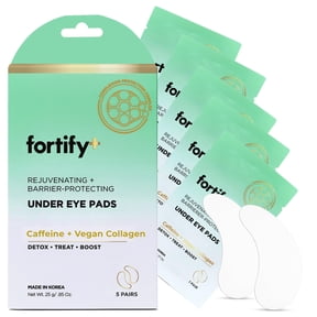 Fortify Skincare Under Eye Patches with Caffeine & Collagen 3-in-1: Detox, Treat, Boost Dermatologist Tested, Korean Skin Care Depuffing Eye Pads for Wrinkles & Dark Circles 5 Pairs