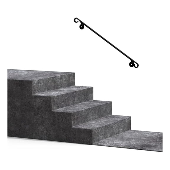 Fortin Ironworks Wrought Iron DIY Handrail - Wall #4-" Wall Mounted Handrail