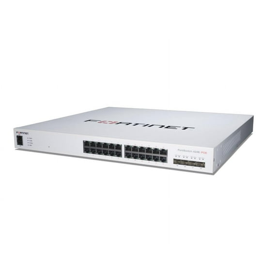 Fortinet FS-424E-POE Layer 3 Switch - 24 Ports - Manageable - Gigabit Ethernet, 10 Gigabit Ethernet - 10/100/1000Base-T, 10GBase-X - 3 Layer Supported - Modular - 283.50 W Power Consumption - Optic...