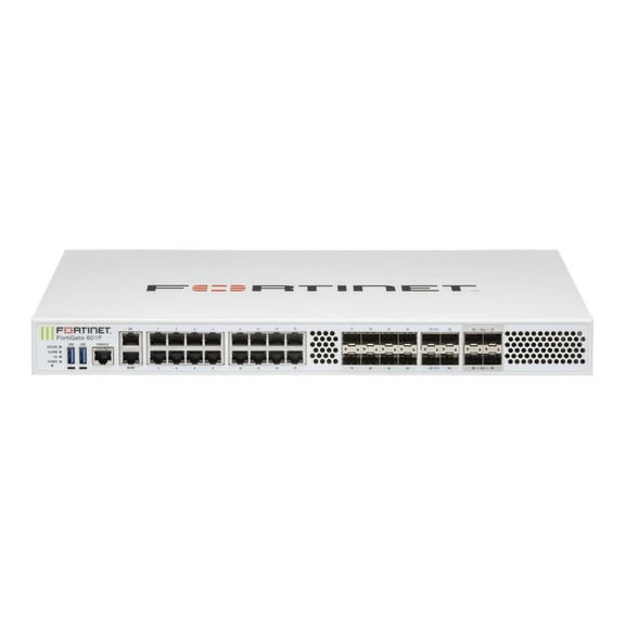 Fortinet FortiGate 600F - Security appliance - with 1 year 24x7 FortiCare Support + 1 year FortiGuard Unified Threat Protection (UTP) - 10GbE, 25GbE - front and side to back - 1U - rack-mountable