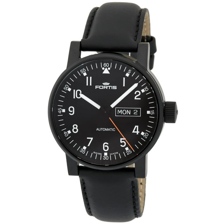 Fortis Spacematic Pilot Professional Mens Strap Watch Day Date