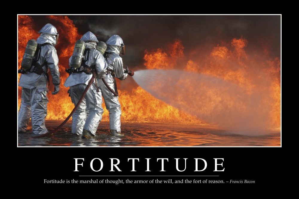 Fortitude Inspirational Quote and Motivational Poster Canvas Art - Stocktrek Images (34 x 23)