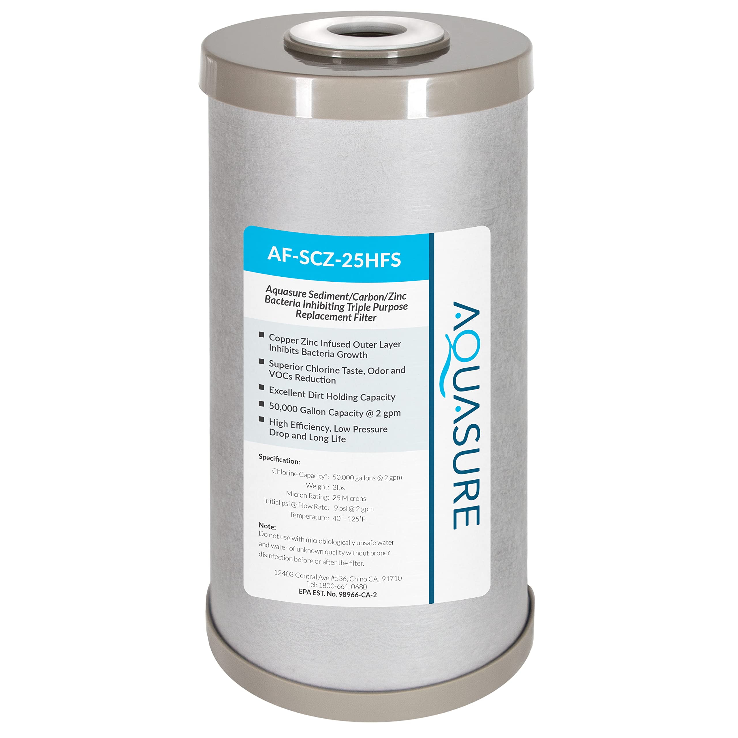Aquasure 4.5" x 9.65" Sediment Carbon Zinc Replacement Filter