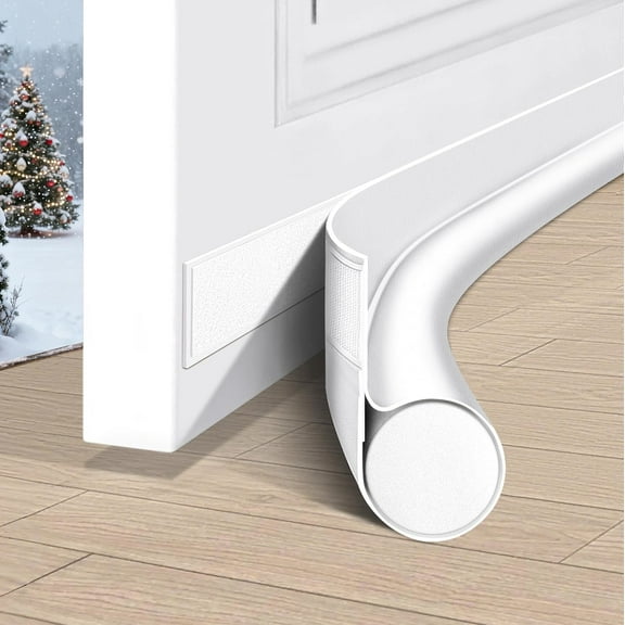 Fortjoy Under Door Draft Stopper Weather Stripping Door Seal Door Sweep Reduce Cold Air Front Soundproof Draft Blocker for Bottom of Door Suitable for Interior/Exterior,White