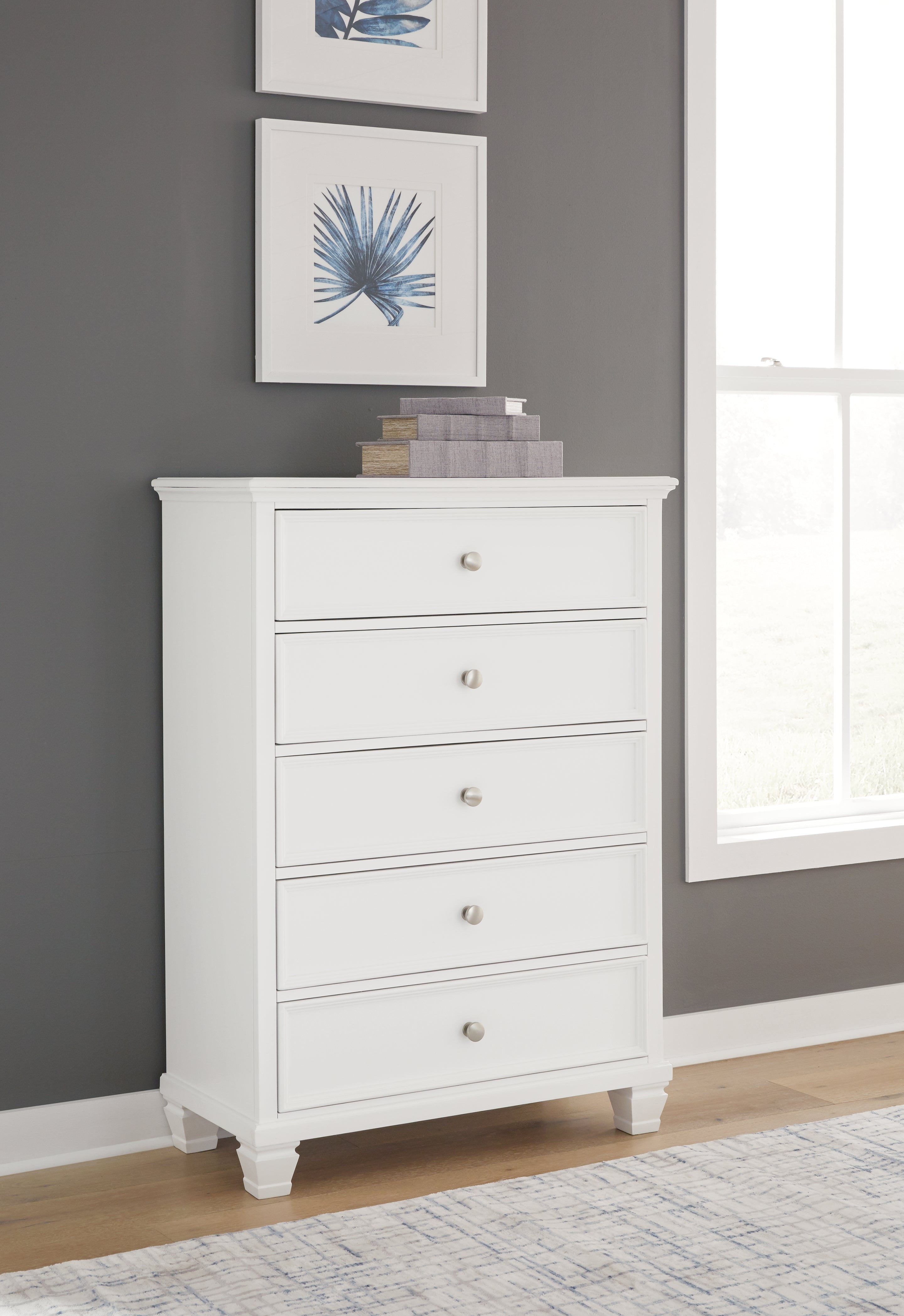 White Transitional Chest with Dovetail Drawers and Ball Bearing Glides