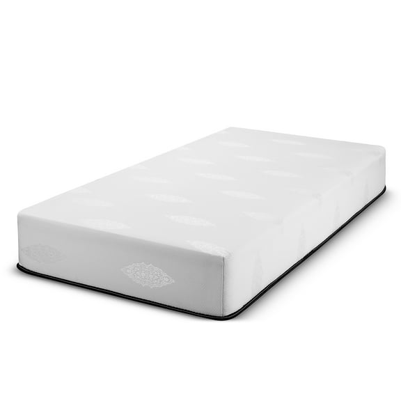 Fortnight 6" Medium, Cot Size Gel-Infused Memory Foam Mattress with White Strech Knit Cover